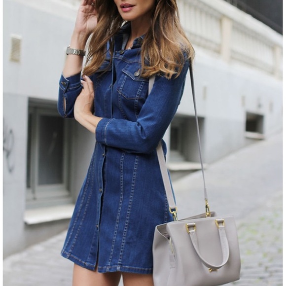 long sleeve denim mini dress